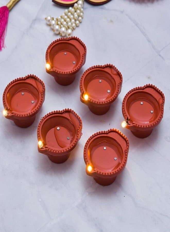 SAJANI 6Pcs Kodiya Shape Water Sensor Diya, Artificial Flameless & Smokeless Diya, Diya for Home Decoration & Festivals (6Pcs Kodiya Diya) - Image 1